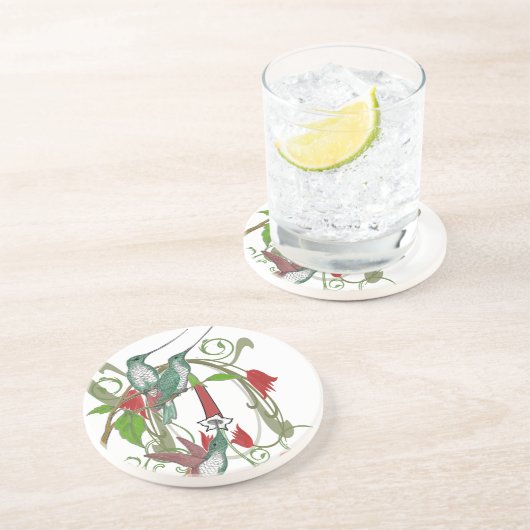 En Grès Dessous de verre vintages de colibris (Côté)