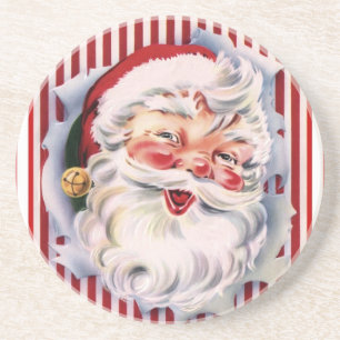 En Grès Dessous de verre vintages de Père Noël de sucre 