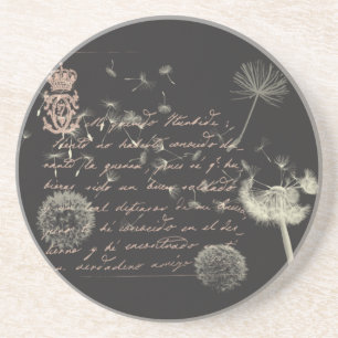 En Grès Dessous de verre vintages de pissenlit d'écriture