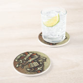 En Grès Dessous de verre vintages de symbole d'espoir et (Côté)