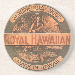 En Grès Dessous de verre vintages d'étiquette d'ukulélé