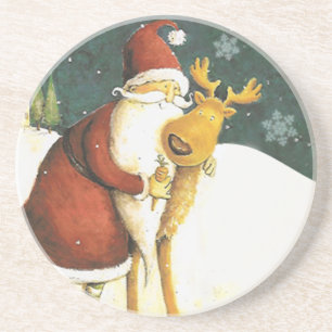 En Grès Dessous de verre vintages mignons du père noël