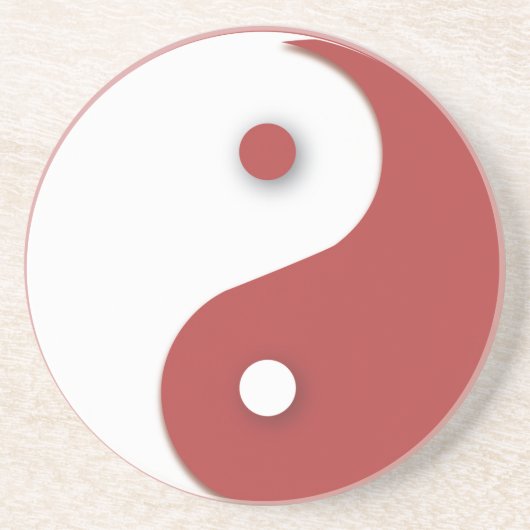En Grès Dessous de verre Yin & Yang rouge et blanc (Devant)