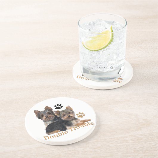 En Grès Dessous de verre Yorkie Double Trouble (Côté)