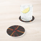 En Grès Divers série-18— Dessous de verre orange jaune 1 d (Côté)