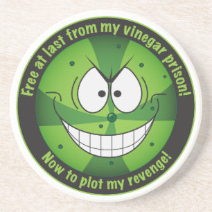 En Grès Drôle Pickle Evil Super Villain Dessous de verre