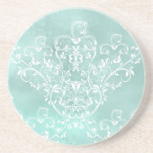En Grès Elégant Dessous de verre Turquoise Damask (Devant)