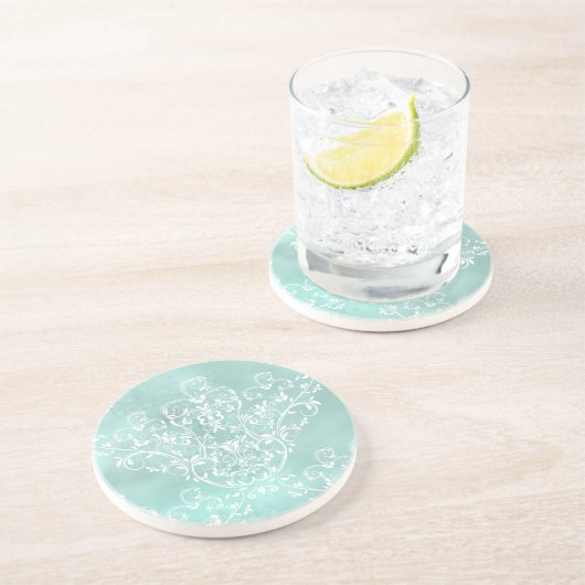 En Grès Elégant Dessous de verre Turquoise Damask (Côté)