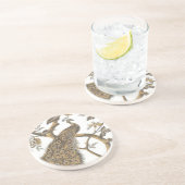 En Grès Elégant Peacock Sur Dessous de verre Blanc (Côté)