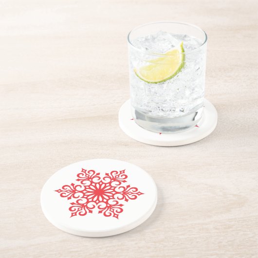 En Grès Élégants Dessous de verre Red Snowflake (Côté)