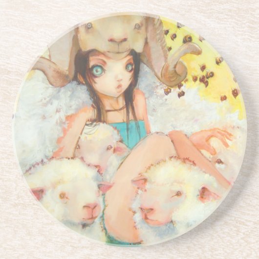 En Grès Elle dessous de verre de enfoncement d'abeille (Devant)