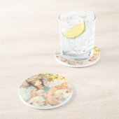 En Grès Elle dessous de verre de enfoncement d'abeille (Côté)