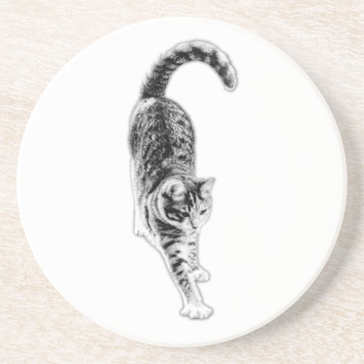 En Grès Ensemble de Dessous de verre de chats étants paisi (Devant)