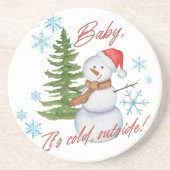 En Grès Ensemble de Dessous de verre de neige frais (Devant)