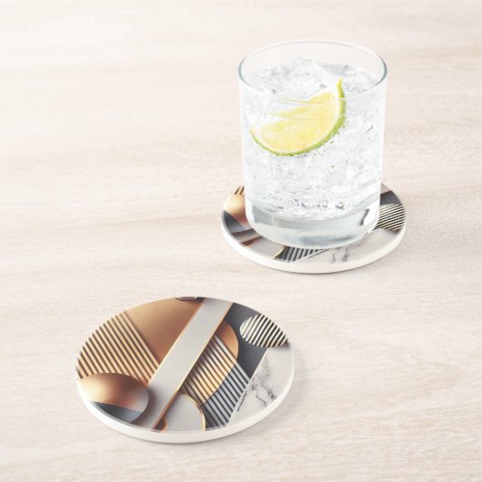 En Grès Ensemble élégant de Dessous de verre géométriques (Côté)