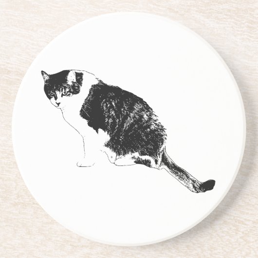 En Grès Ensembles de dessous de verre Contrast Cat Ink cré (Devant)