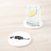 En Grès Ensembles de dessous de verre Contrast Cat Ink cré (Côté)