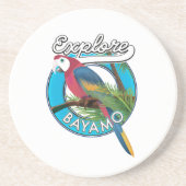 En Grès Explorer Hawaii logo rétro dessous de verre (Devant)