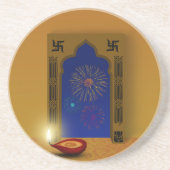 En Grès Festive Happy Diwali Fireworks - Dessous de verre (Devant)