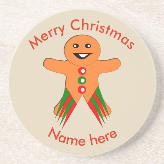 En Grès Fête de Noël Gingerbread Homme Dessous de verre (Devant)