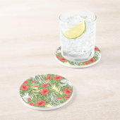 En Grès Feuilles tropicaux et Hibiscus Dessous de verre ro (Côté)