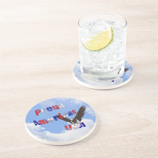 En Grès Fier Dessous de verre d'aigle à tête blanche améri (Côté)