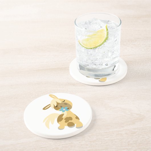 En Grès Fleur bleue et joli Dessous de verre de caricature (Côté)