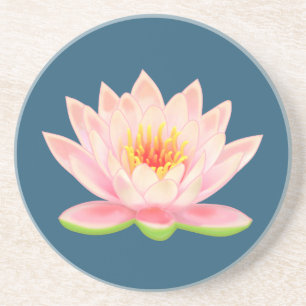 En Grès Fleur de lotus sur dessous de verre bleu