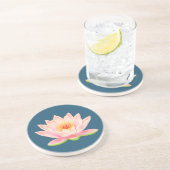 En Grès Fleur de lotus sur dessous de verre bleu (Côté)