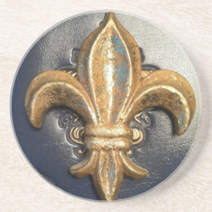 En Grès Fleur d'or de lis sur des dessous de verre de