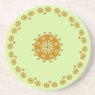 En Grès Fleur minuscule, dessous de verre verts Brown