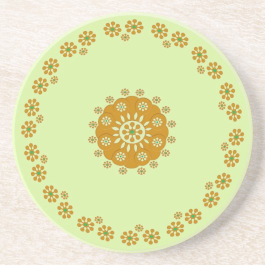 En Grès Fleur minuscule, dessous de verre verts Brown (Devant)