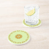 En Grès Fleur minuscule, dessous de verre verts Brown (Côté)