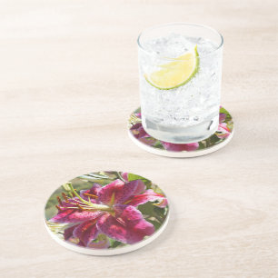 En Grès Fleurs de lys rose Fête Dessous de verre Lys Flora