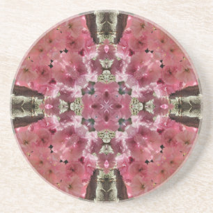 En Grès Fleurs roses Kaleidoscope Dessous de verre floral