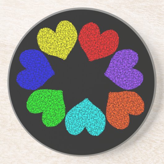 En Grès Floral Rainbow Love Hearts Dessous de verre (Devant)