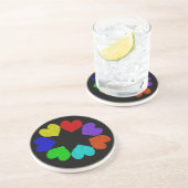 En Grès Floral Rainbow Love Hearts Dessous de verre (Côté)
