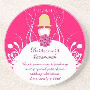 En Grès Fuchsia Blonde Bridesmaid Mariage Dessous de verre