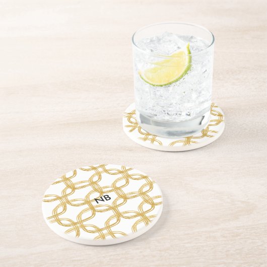 En Grès Gold Foil Scribble Circle Chic Dessous de verre mo (Côté)