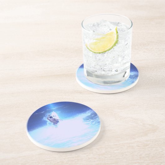 En Grès Grands dessous de verre surfants de vagues (Côté)