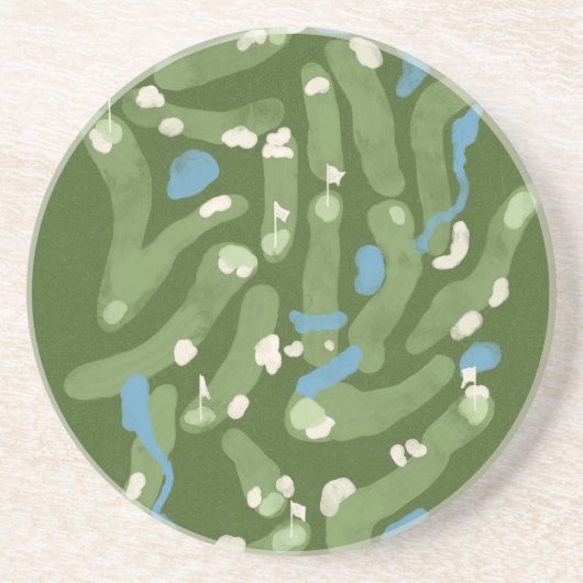 En Grès Graphisme de terrain de golf sur dessous de verre  (Devant)