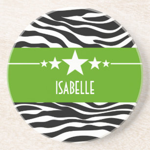 En Grès Green Sassy Star Zebra Dessous de verre