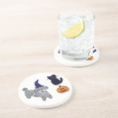 En Grès Halloween Gris Poodle #2 Dessous de verre (Côté)