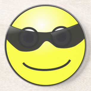 En Grès Happy Face avec Dessous de verre de lunettes de so