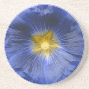 En Grès Hollyhock Flower Bleu Beaux Dessous de verre