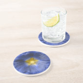 En Grès Hollyhock Flower Bleu Beaux Dessous de verre (Côté)