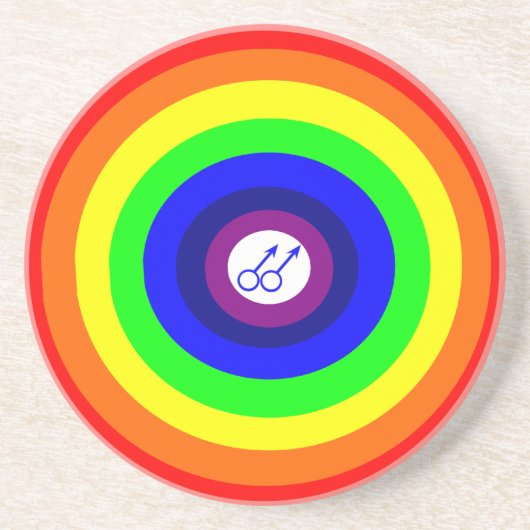 En Grès Hommes gays Dessous de verre arc-en-ciel ronds (Devant)