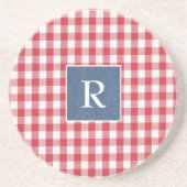 En Grès Initial, Red Check, Denim Dessous de verre tendanc (Devant)