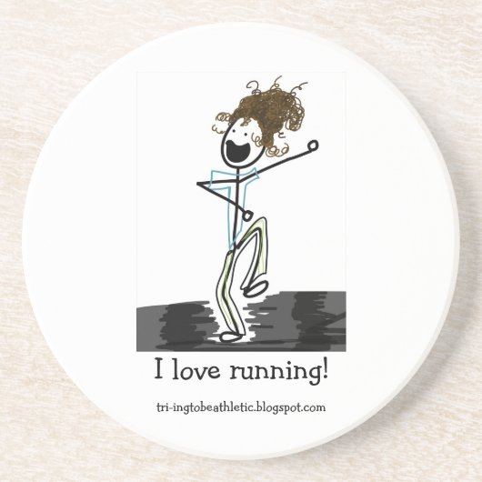En Grès J'aime courir ! dessous de verre (Devant)