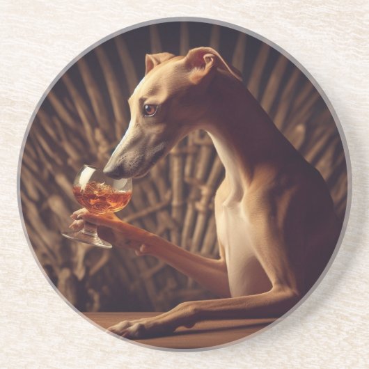 En Grès Jeu du Dessous de verre Whippet (Devant)